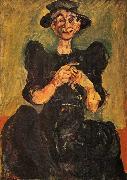 Chaim Soutine Woman Knitting oil painting